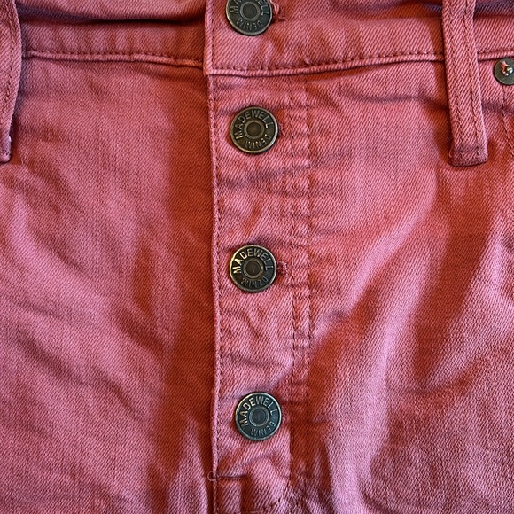 Women’s Madewell Salmon Red/Pink High Rise Button Front Denim Shorts Size 31 - Picture 9 of 10